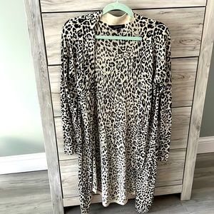 Like new Olivaceous long leopard print cardigan